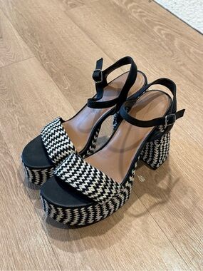 Target Black and White Woven Platform Block Heel Sandals